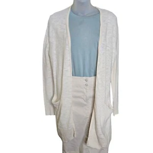 Madewell maglione cardigan donna XS estivo Ryder a righe perle avorio tasche - Foto 1 di 9