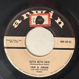 Jan & Arnie Jennie Lee / Gotta Getta Date Arwin 108 Cali Rock 1958 - Picture 1 of 4