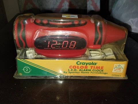 1993 Red Crayola Crayon Home Digital L.E.D. ALARM CLOCK Vintage New In Box Cover