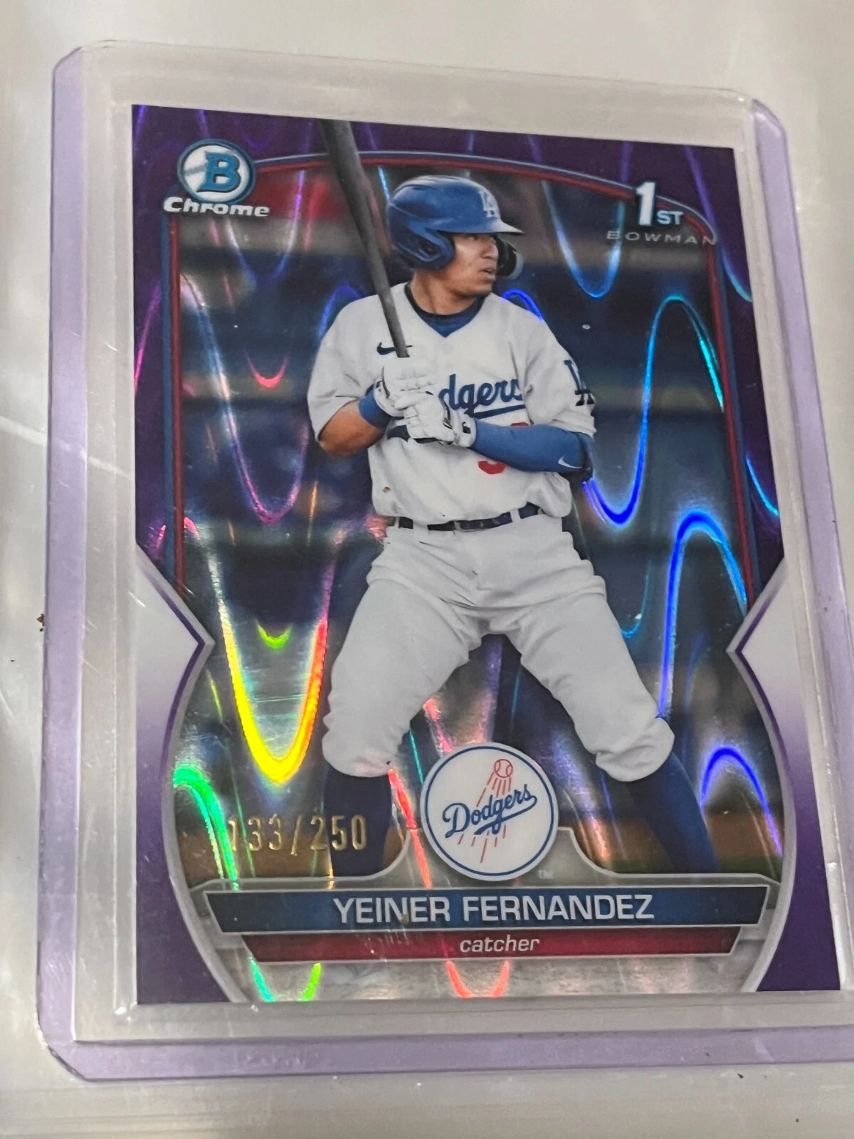 Yeiner Fernandez Purple Raywave Refractor 133/250 2023 Bowman Chrome #BCP-138