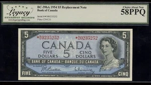 1954 Bank of Canada $5 Replacement - BC-39bA. Legacy Choice AU 58 PPQ - Picture 1 of 2