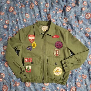 Polo Ralph Lauren Polo Sportsman Patches Green Bomber Jacket Women's Size Small - Picture 1 of 12
