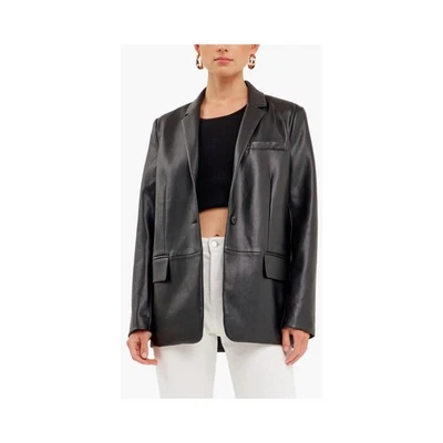 NWT Endless Rose Faux Leather Oversized Blazer Black M Nordstrom $180 - Изображение 1 из 4