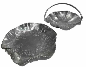 Set cesto alluminio rosa design frutta pane arredamento casa lotto di 2 vintage - Foto 1 di 11