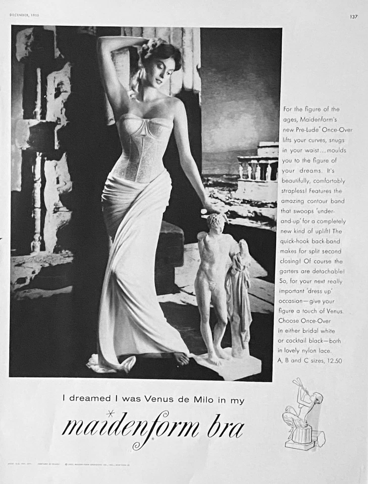 Sutiã Vintage Maidenform Anúncio - "Eu Sonhei que eu era a Vênus de Milo" - 1955 - Imagem 1 de 1