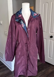Vera Bradley Packable Raincoat Size XL 16 Burgandy Fresh Cut Bouquet - Bild 1 von 6