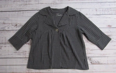 Jaqueta Blazer Soft By Avenue Preta Herringbone Cropped Babydoll Manga 3/4 18/20 - Imagem 1 de 4