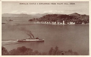 Dunollie Castle Esplanade from Pulpit Hill Oban Ship under Steam Postcard (H763) - Foto 1 di 3