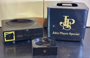 John Player Special schwarzer Eiskübel, großer & kleiner quadratischer Aschenbecher 3-teiliges Set - Bild 1 von 19