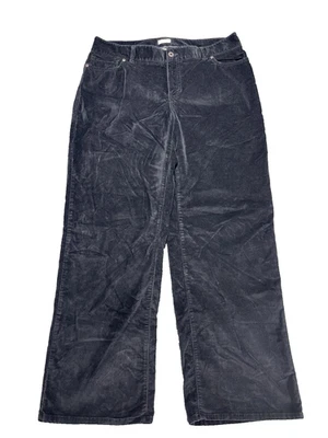 Calça LL Bean Feminina 18 Média Alta Preta Veludo Pernas Largas Ajuste Curvilíneo Y2k - Imagem 1 de 4