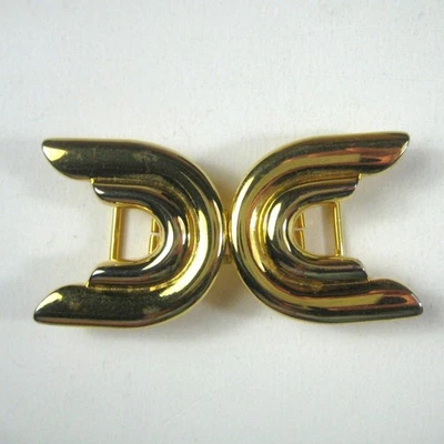 Hebilla de cinturón vintage tono dorado estilo Art Deco diseño geométrico doble C Foto 1 de 4