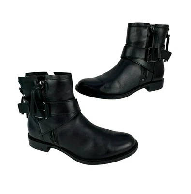 Botines ECCO para mujer 8 cuero negro cremalleras hebilla correas cruzadas botines Foto 1 de 4