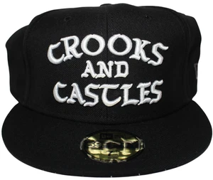Crooks & Castles Logo New Era Hat Cap Black Size 7 1/4 Vintage Rare - Picture 1 of 12