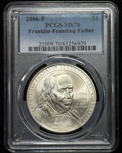 2006 P-PCGS MS70-Franklin Founding Father-US Commemorative S$1-Silver Dollar-929 - Picture 1 of 2