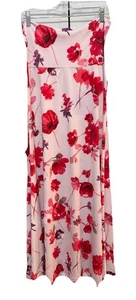 NEW LuLaRoe Large Pink Red Purple Floral Slinky Maxi Skirt/Strapless Dress - Picture 1 of 8