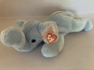 Ty Beanie Baby ‘Peanut’ Light Blue Elephant Soft Plush Toy & Tags - Picture 1 of 5