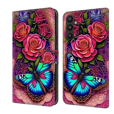 For Various Phone Card Wallet Case Bag Luxury Butterfly Flip Stand Cover Strap - Image 1 of 4