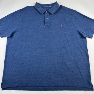 Polo Ralph Lauren Mens 4XB Blue 100% Cotton Canvas Short Sleeve Polo - Picture 1 of 10
