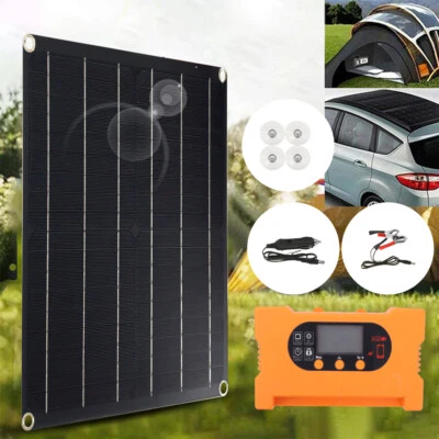 Kit completo de panel solar 30W 50W + controlador 10A + batería de litio 12V 12Ah autocaravana campamento Foto 1 de 4