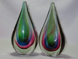 Lotto di sculture a goccia arte vetro fine arcobaleno italiana vintage di fascia alta - Foto 1 di 9