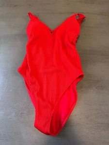 red ribbed HOLLISTER  one piece swimsuit size medium - Picture 1 of 2