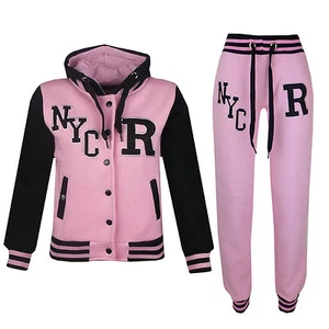 Kids Girls Boys Baseball Tracksuit NYC Jacket Trouser Hoodie Bottom Joggers 1-14 - Picture 1 of 1