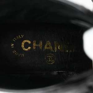 Chanel Lace Up Short Boots Black Leather Size 35 US About5 For Women - Picture 1 of 24