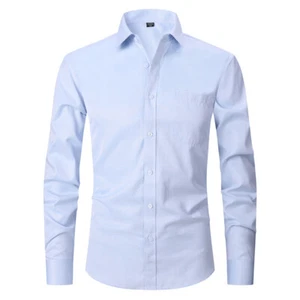 Mens Dress Shirts Clothes Long Sleeve Formal Business Work Pocket Casual Shirts - Picture 1 of 9