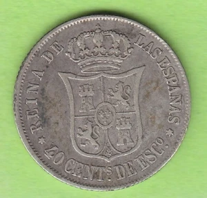 Spain 40 Centimos de Escudo 1864 Madrid Very Nice Vintage Better NSWLeipzig - Picture 1 of 2
