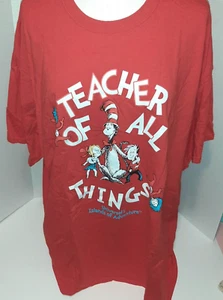 Universal Studios Dr Seuss Teacher Of All Things Red T Shirt XXL Cat In The Hat - Picture 1 of 6