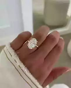 3.10 Ct Oval-Cut Lab Grown Diamond Solitaire Engagement Ring 14k Yellow Gold - Picture 1 of 5