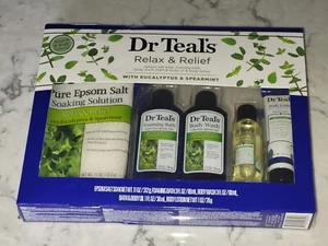New Sealed Dr Teal's 5 Piece Set Relax & Relief Eucalyptus & Spearmint Bath - Picture 1 of 6