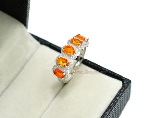 Natural Mexican Opal Gemstone 925 Sterling Silver October Birthstone Bridal Ring - Picture 1 of 12