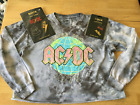 Ac/Dc Summer Tour 1979 Tie Dye Crop Top T-Shirt - Women's L  + Acdc Patches/Pins