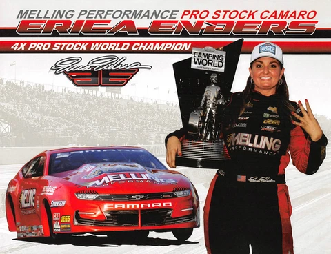2022  --  ERICA ENDERS  "MELLING" CAMARO PRO STOCK CAR 4x CHAMPION NHRA POSTCARD Cover