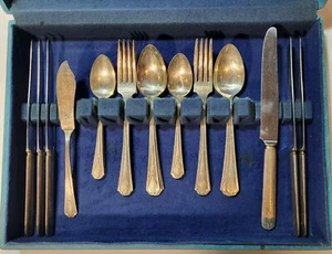 6 Gedecke Oneida Oxford Simeon L George H Rogers A1+ Silber Teller 25 Teile Besteck - Bild 1 von 19