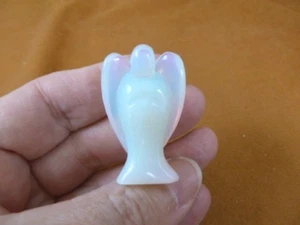 (Y-ANG-552) white Opalite Guardian Angel GEMSTONE stone carving I love angels - Picture 1 of 1