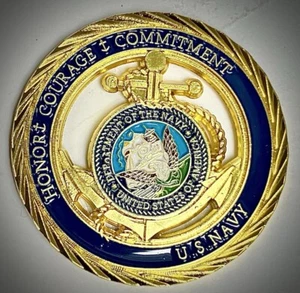 US Navy Challenge Coin-Gold Color-Cut Out-Anchor - Picture 1 of 2