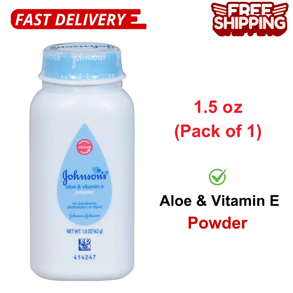 12x JOHNSON'S Baby Powder 1.5oz Travel Size Pure Cornstarch Aloe & Vitamin E