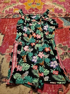 Wonder Nation size XL 14 16 Romper big cats girls tween black floral vguc - Picture 1 of 2