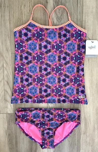 NWT Dolphin Uglies Girl’s 2 Piece Tankini Swim Suit, Size 16, kaleidoscope Print - Picture 1 of 10