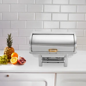 9L Rectangular Stainless Steel Double-compartment Chafing Dish Buffet Warmer - Picture 1 of 18