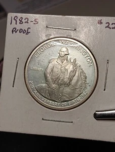 👉1982-S PROOF US 90% SILVER 50 C. GEORGE WASHINGTON UNC COMM. - Picture 1 of 3