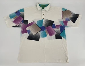Grand Slam Polo Shirt Graphic Vintage Size L White All Over Retro Print - Picture 1 of 11