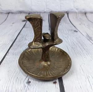 Vintage Early 20th-Century Antique Metal Cigar Holder And Dish Ashtray - Picture 1 of 15