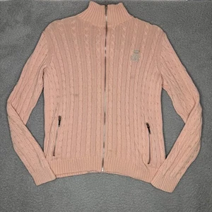 Suéter Lauren Ralph Lauren Mujer Medio Rosa Tejido con Cable Cremallera Cresta Logo - Imagen 1 de 13