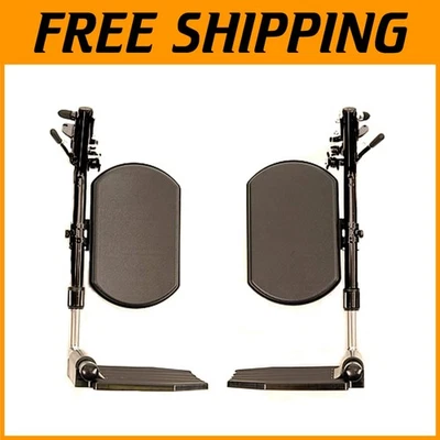 Black Elevating Legrests with Non-Padded Support for Standard Manual Wheelchairs - Image 1 of 4