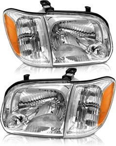 AS Headlights Pair L/R for 05-06 Tundra Double Cab / 05-07 Sequoia, Chrome - Picture 1 of 13