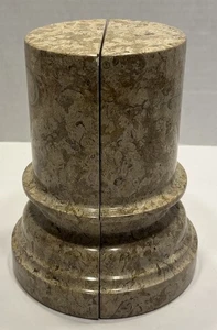 "Sujetalibros vintage Pier 1 Imports mármol piedra pulida beige marrón 7"" de alto" - Imagen 1 de 12