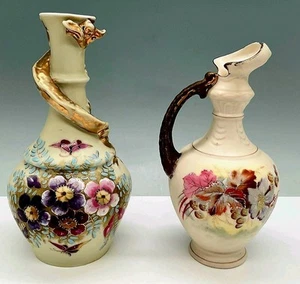 Carlsbad & King Austria Antique Porcelain Vases, Beautiful Floral Gold And Black - Picture 1 of 4